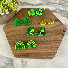 Load image into Gallery viewer, Acrylic Stud Earrings - St. Patrick’s Day - Lucky Green Mix
