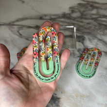Load image into Gallery viewer, Jumbo Paperclip - Mint Religious Floral
