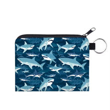 Load image into Gallery viewer, Mini Pouch - Sharks On Blue
