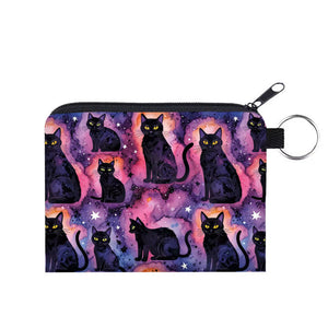 Mini Pouch - Halloween Fall - Black Cat Galaxy