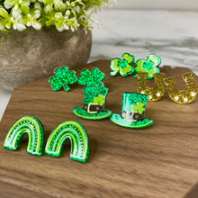 Load image into Gallery viewer, Acrylic Stud Earrings - St. Patrick’s Day - Lucky Green Mix
