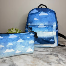 Load image into Gallery viewer, Mini Backpack &amp; Pouch Bundled Set - Blue Ombre Cloud
