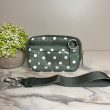 Load image into Gallery viewer, Rue - Nylon Wristlet Wallet - Olive Polka Dot
