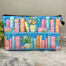Load image into Gallery viewer, Pouch - Book Floral Pastels on Blue
