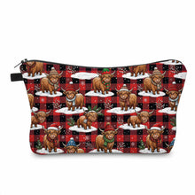 Load image into Gallery viewer, Pouch - Christmas - Highland Cow Plaid
