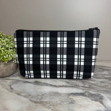 Load image into Gallery viewer, Pouch - Holiday Christmas - Black &amp; White Plaid
