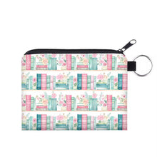 Load image into Gallery viewer, Mini Pouch - Books Blue Mint Pink Floral Shelves
