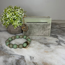 Load image into Gallery viewer, Denim Suede Bracelet Keychain &amp; Card Holder Wallet - PREORDER 9/18-9/21
