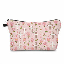 Load image into Gallery viewer, Pouch - Religious Pink Floral Cross
