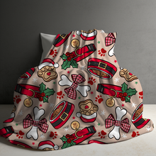 Load image into Gallery viewer, Blanket Christmas #16 - Dog Paw Bone &amp; Bowl - PREORDER
