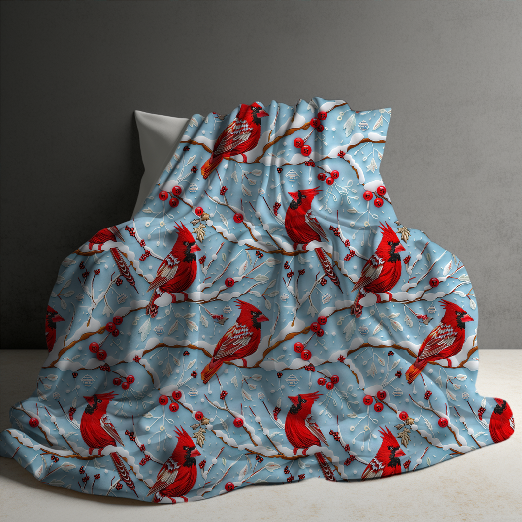 Blanket - Christmas - Blue Cardinal