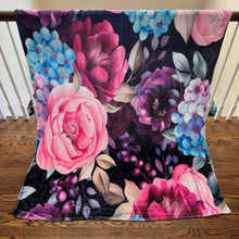 Load image into Gallery viewer, Blanket - Floral Purple Blue Pink
