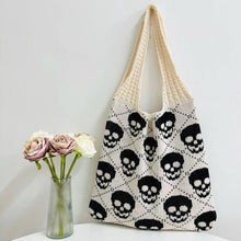 Load image into Gallery viewer, Tote Bag - Knit Sweater - Halloween Skull
