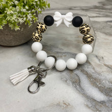 Load image into Gallery viewer, Silicone Bracelet Keychain - White Bow
