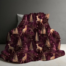Load image into Gallery viewer, Blanket Christmas #25 - Maroon Swirl Deer - PREORDER
