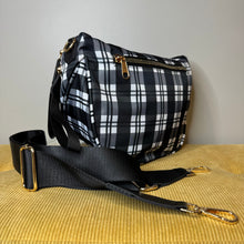 Load image into Gallery viewer, Roni - Nylon Crossbody - Black &amp; White Plaid - PREORDER
