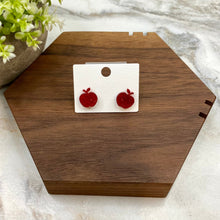 Load image into Gallery viewer, Acrylic Stud Earrings - Glitter Apple Teacher School
