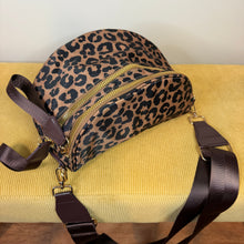 Load image into Gallery viewer, The Roni Nylon Crossbody - Black &amp; Caramel Animal Print

