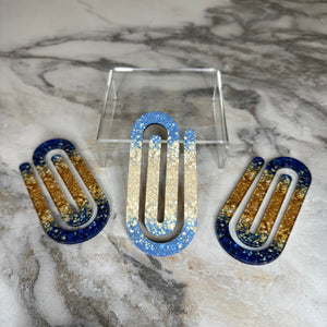 Jumbo Paperclip - Blue Gold Glitter