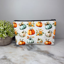 Load image into Gallery viewer, Pouch - Fall - Pumpkin Floral Aqua
