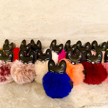 Load image into Gallery viewer, Keychain - Fuzzy Pom Pom - Black Cat
