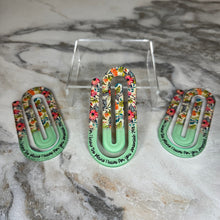 Load image into Gallery viewer, Jumbo Paperclip - Mint Religious Floral
