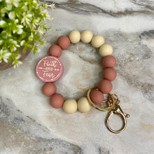 Load image into Gallery viewer, Silicone Bracelet Keychain - Religious, Faith Over Fear #1

