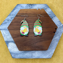 Load image into Gallery viewer, Wooden Dangle Earrings - Teacher Gnome Pencil
