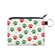 Load image into Gallery viewer, Mini Pouch - Christmas Holiday - Dog Red Green Snowflake Paw
