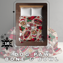 Load image into Gallery viewer, Blanket Christmas #16 - Dog Paw Bone &amp; Bowl - PREORDER
