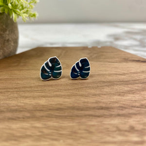 Acrylic Stud Earrings - Monstera Leaf