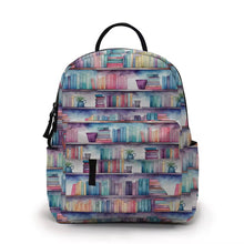 Load image into Gallery viewer, Mini Backpack - Watercolor Book Shelves
