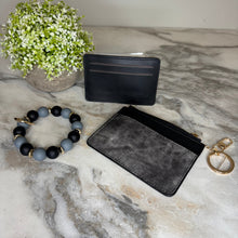 Load image into Gallery viewer, Denim Suede Bracelet Keychain &amp; Card Holder Wallet - PREORDER 9/18-9/21
