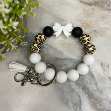 Load image into Gallery viewer, Silicone Bracelet Keychain - White Bow

