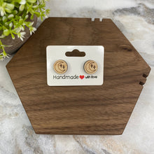 Load image into Gallery viewer, Wooden Stud Earrings - Moon &amp; Stars
