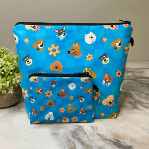 Pouch Xl & Mini Pouch Bundled Set - Dog Checker Blue