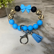 Load image into Gallery viewer, Silicone Bracelet Keychain - Blue Bow
