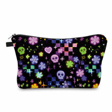 Load image into Gallery viewer, Pouch - Halloween Fall - Skull Check Floral Star
