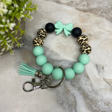 Load image into Gallery viewer, Silicone Bracelet Keychain - Mint Bow
