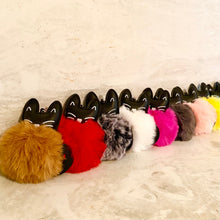 Load image into Gallery viewer, Keychain - Fuzzy Pom Pom - Black Cat

