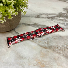 Load image into Gallery viewer, Watch Band - Silicone Christmas - Red Black Plaid Snowflake
