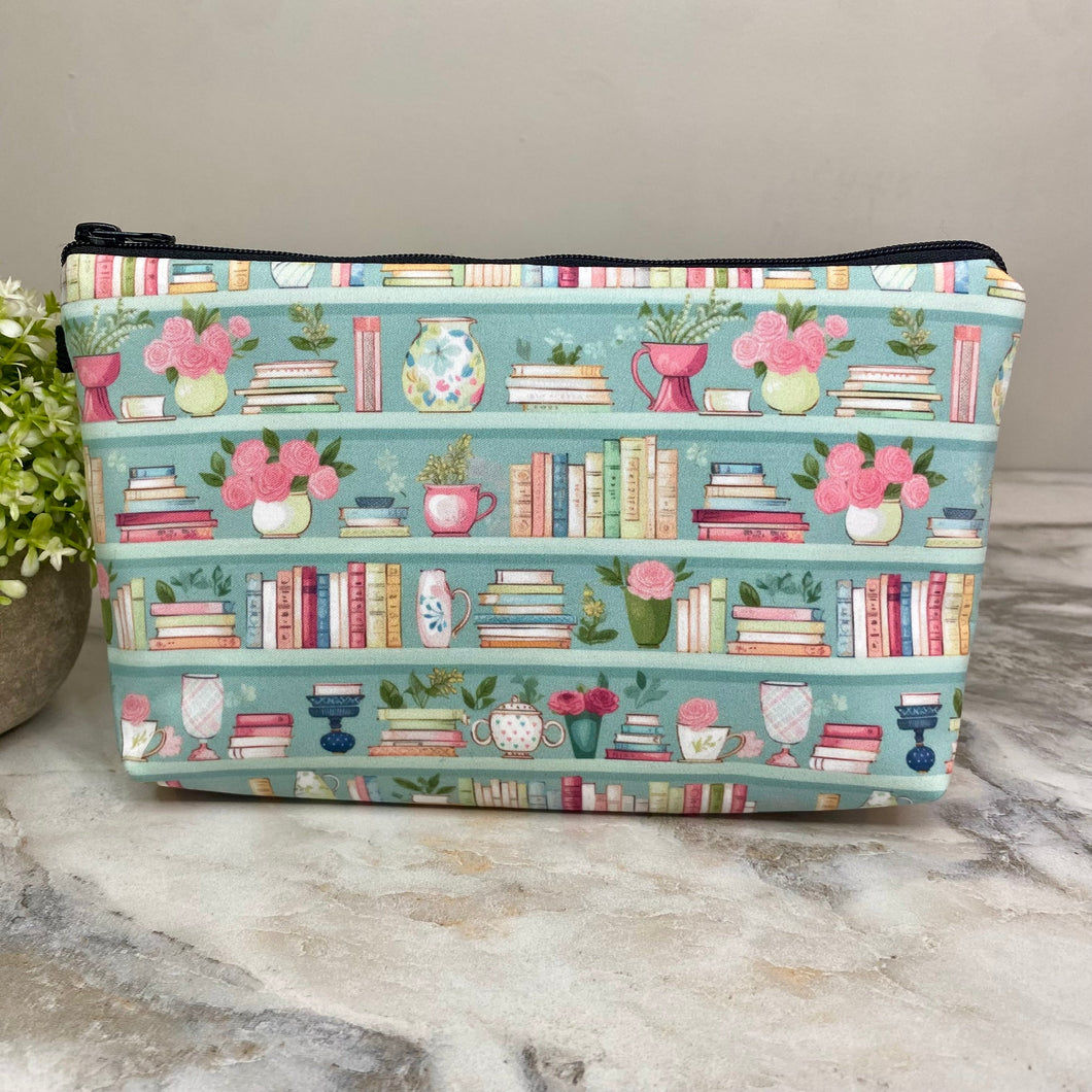 Pouch - Mint Floral Bookcase
