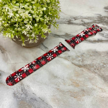 Load image into Gallery viewer, Watch Band - Silicone Christmas - Red Black Plaid Snowflake
