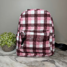 Load image into Gallery viewer, Mini Backpack - Valentine’s Day Pink Plaid
