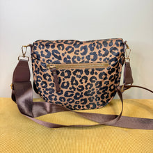 Load image into Gallery viewer, The Roni Nylon Crossbody - Black &amp; Caramel Animal Print
