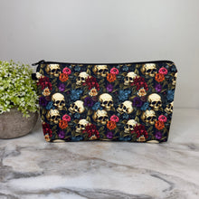 Load image into Gallery viewer, Pouch - Halloween Fall - Skull Floral Purple Blue Maroon
