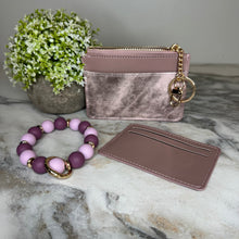 Load image into Gallery viewer, Denim Suede Bracelet Keychain &amp; Card Holder Wallet - PREORDER 9/18-9/21
