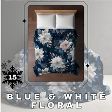 Load image into Gallery viewer, Blanket Christmas #15 - Blue &amp; White Floral - PREORDER
