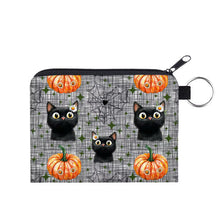 Load image into Gallery viewer, Mini Pouch - Halloween - Black Cat Daisy Pumpkin
