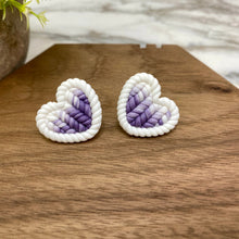 Load image into Gallery viewer, Acrylic Stud Earrings - Valentine’s Day - Knit Heart
